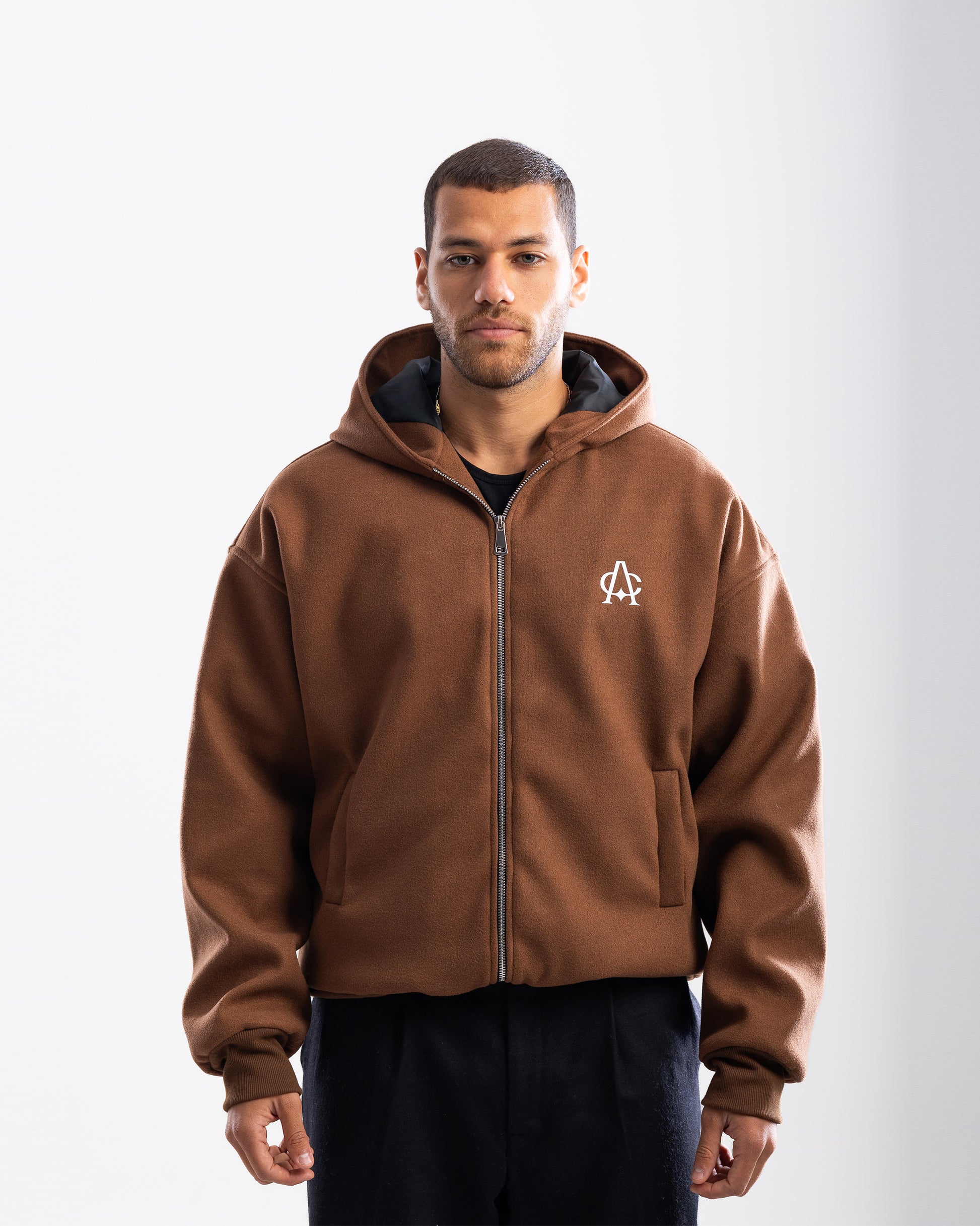 MONOGRAM WOOL HOODED JACKET