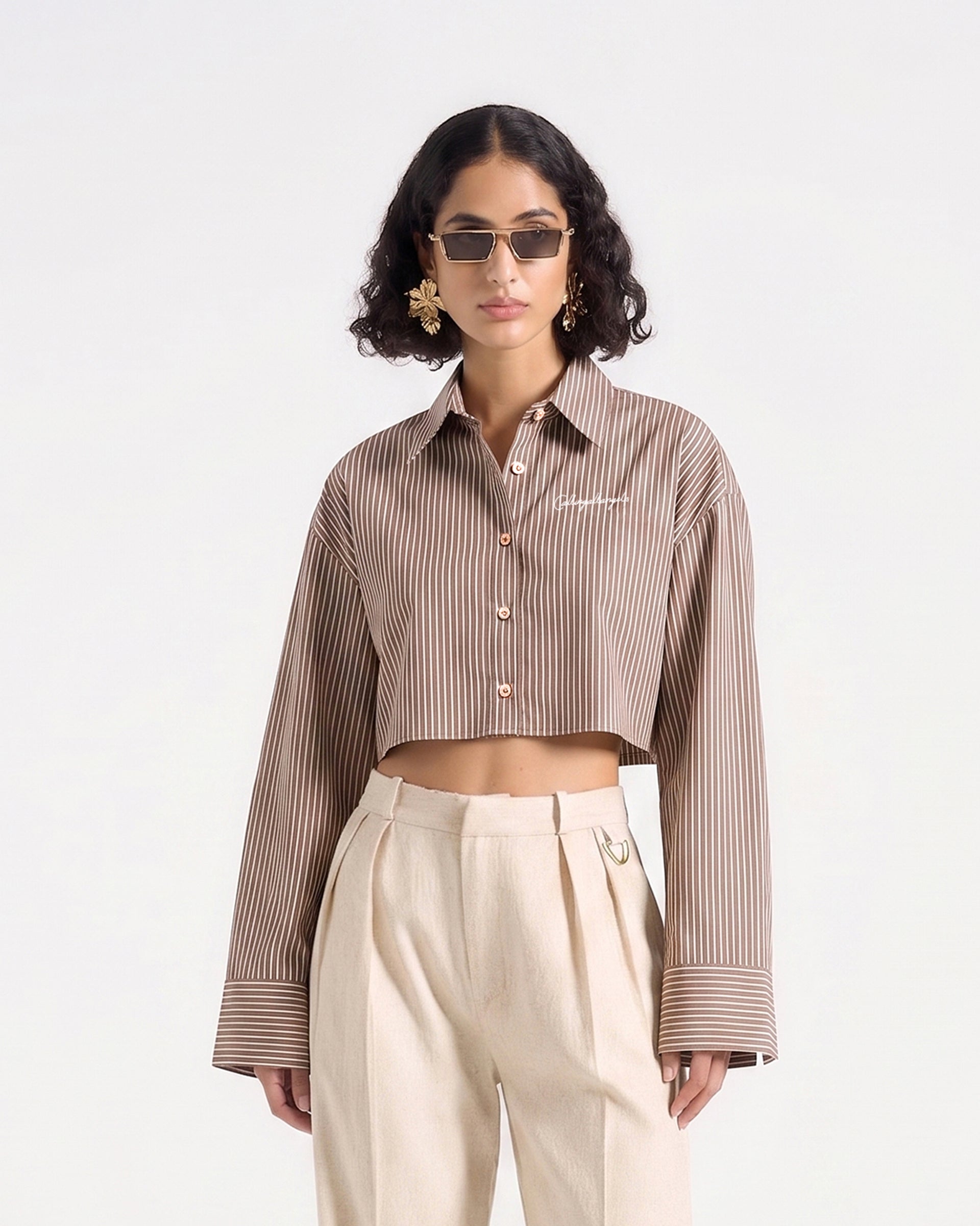 HÉRITAGE CROPPED STRIPED SHIRT