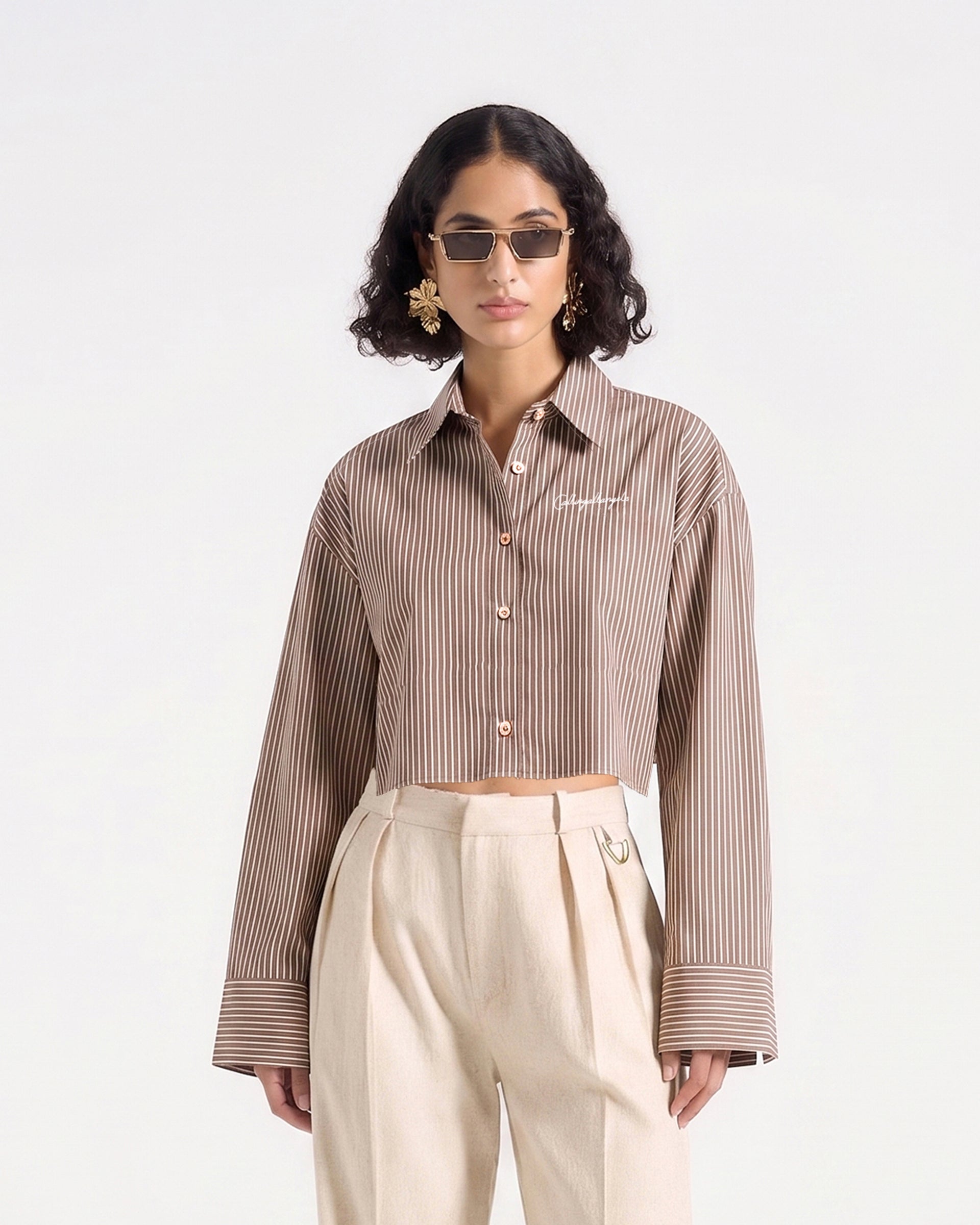 HÉRITAGE CROPPED STRIPED SHIRT